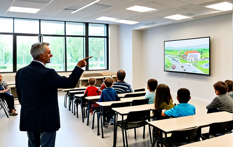 건축 프로젝트의 성공적인 프레젠테이션 - Community Center Presentation**

"A professional architect giving a presentation about a new communi...