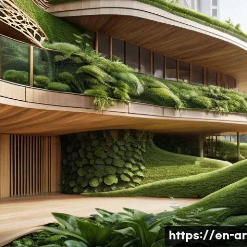 건축가를 위한 창의력 향상 훈련 - A detailed architectural scene showing a biomimetic building inspired by natural forms: the structur...