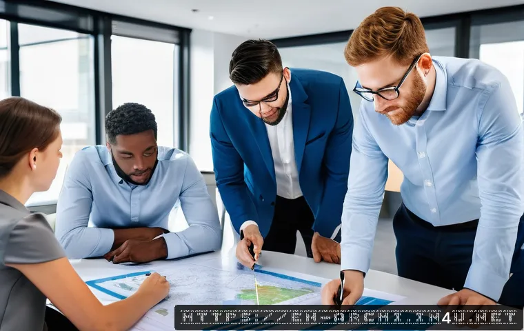 건축 프로젝트와 규제 준수 사례 - A modern urban mixed-use development team in a bright conference room, diverse professionals includi...