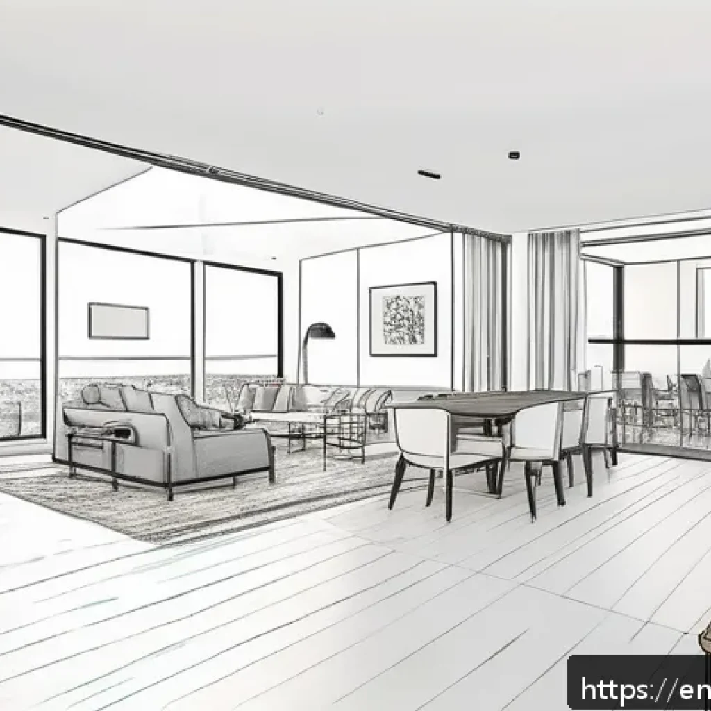 건축 실기 시험에 자주 나오는 주제 - A modern residential floor plan illustrating clear circulation paths with primary and secondary rout...