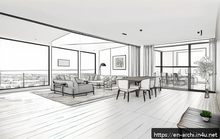 건축 실기 시험에 자주 나오는 주제 - A modern residential floor plan illustrating clear circulation paths with primary and secondary rout...